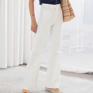 & Other Stories White Flared Patch Pocket Jeans